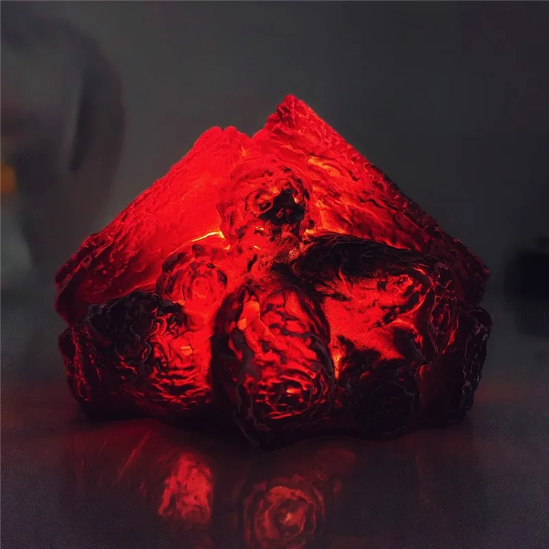 K06 LED Charcoal Flame Lamp Dual Mode USB Rechargeable Simulated Wood Burning Night Light
