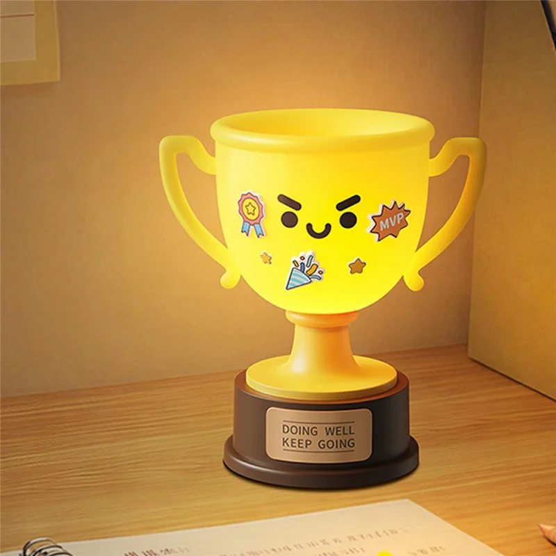 Lámpara Nocturna Trofeo DIY, Lámpara de Mesa para Niños con Toque para Encender, Recargable por USB, Ajustable en 3 Niveles - Estilo A