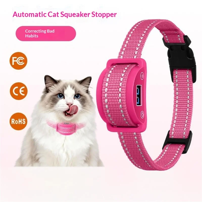 C558V Cat Squeaker Stopper Sound + Vibration IP65 Waterproof LED Display Anti Barking Training Collar for Cats