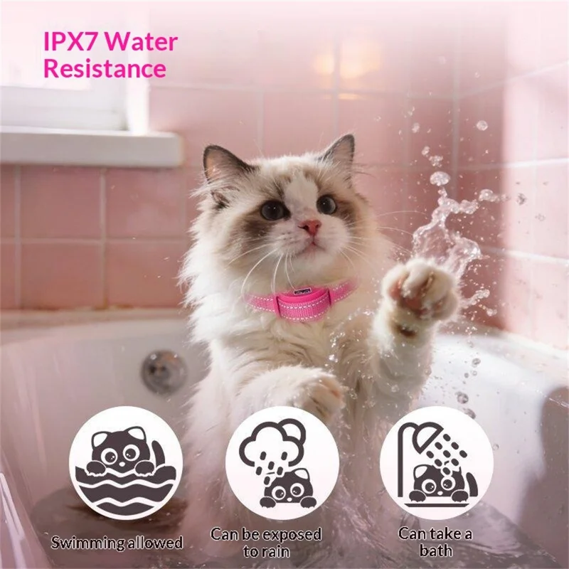 C558V Cat Squeaker Stopper Sound + Vibration IP65 Waterproof LED Display Anti Barking Training Collar for Cats