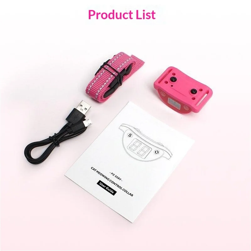 C558V Cat Squeaker Stopper Sound + Vibration IP65 Waterproof LED Display Anti Barking Training Collar for Cats