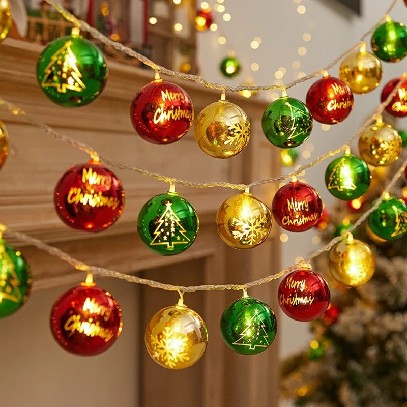 Guirlande lumineuse LED de Noël 3 m 20 LED, lumière chaude jaune, fil de cuivre transparent décoratif, coque métallisée miroir - Étoile à cinq branches (version boîtier à piles)
