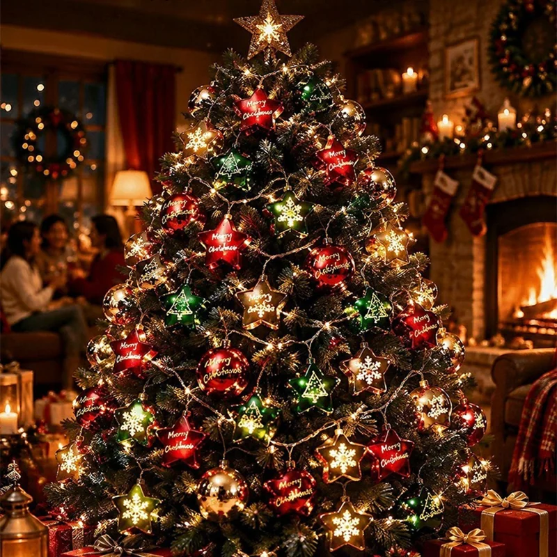 3m 20 LEDs Christmas LED String Lights Mirror Electroplated Warm Yellow Light Transparent Copper Wire Decorative Lights - Electroplated Bell (USB Version)
