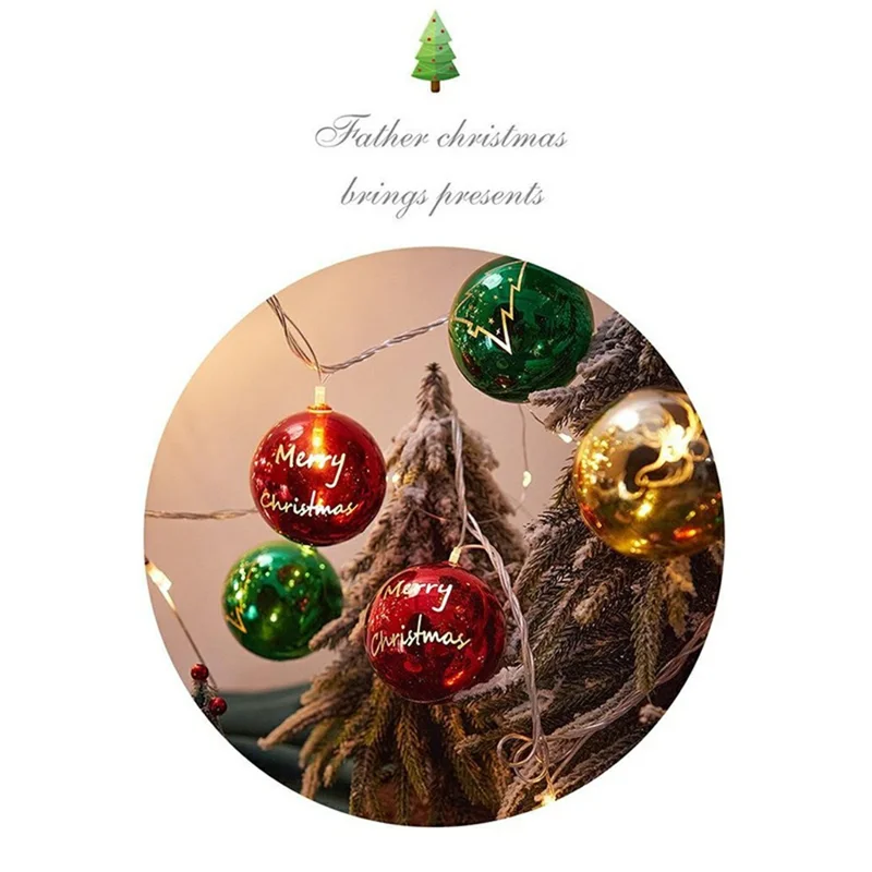 3m 20 LEDs Christmas LED String Lights Mirror Electroplated Warm Yellow Light Transparent Copper Wire Decorative Lights - Electroplated Bell (USB Version)