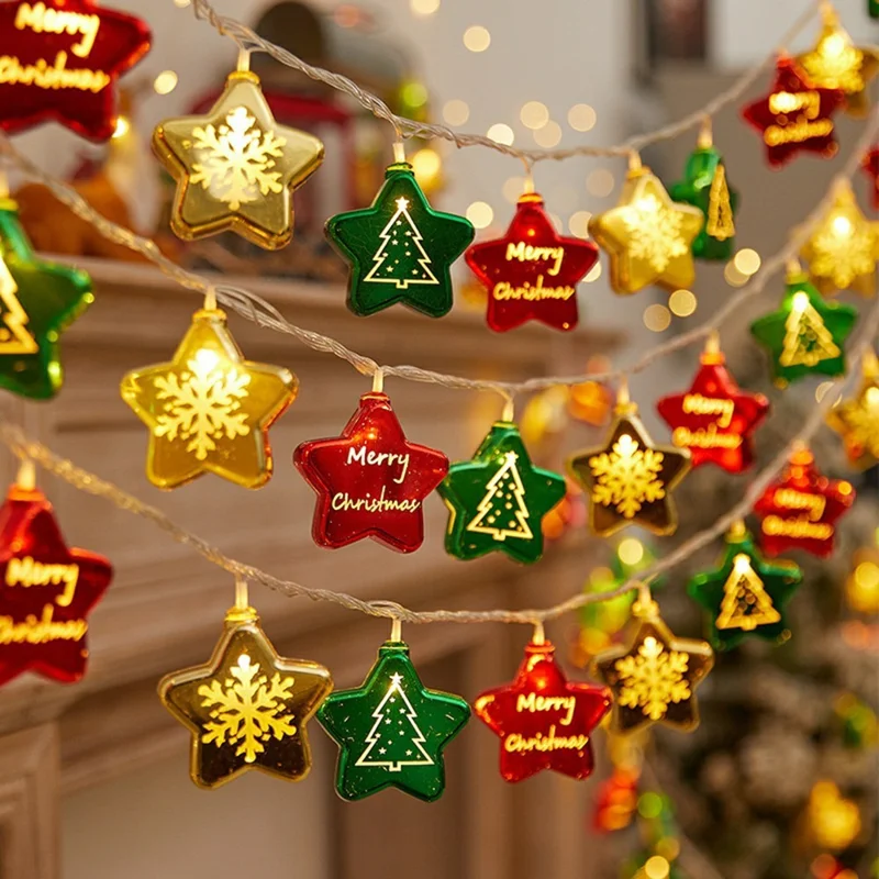 3m 20 LEDs Christmas LED String Lights Mirror Electroplated Warm Yellow Light Transparent Copper Wire Decorative Lights - Electroplated Bell (USB Version)