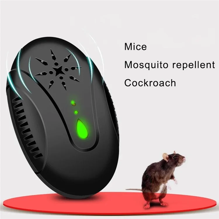 Repelente de Ratas Electrónico GETTER Ultrasónico Ratones Cucarachas Control de Plagas Repelente - Negro / Enchufe del Reino Unido