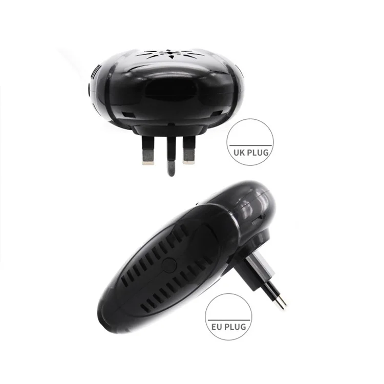Repelente de Ratas Electrónico GETTER Ultrasónico Ratones Cucarachas Control de Plagas Repelente - Negro / Enchufe del Reino Unido