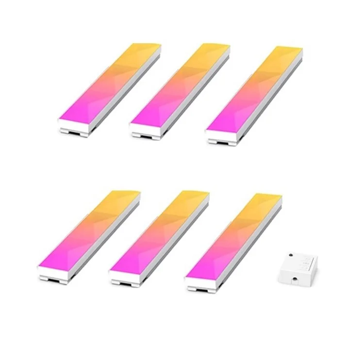 FWWSA8-23-6 6PCS Color Changing Wall Light Bar WiFi Smart LED DIY RGBIC Lamp Home Decoration - EU Plug