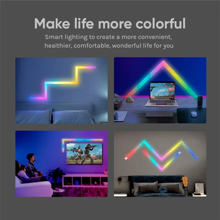 FWWSA8-23-6 6PCS Color Changing Wall Light Bar WiFi Smart LED DIY RGBIC Lamp Home Decoration - EU Plug