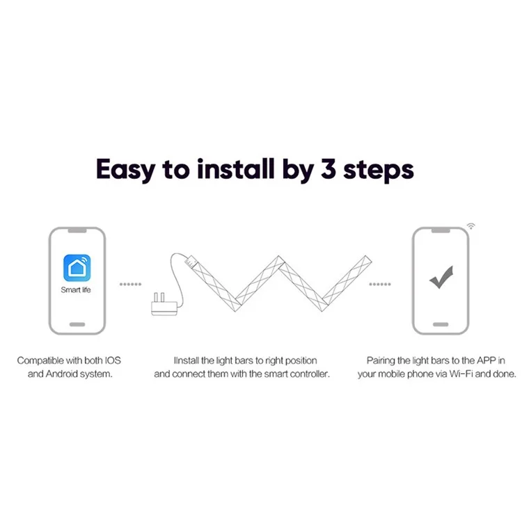 FWWSA8-23-6 6PCS Color Changing Wall Light Bar WiFi Smart LED DIY RGBIC Lamp Home Decoration - EU Plug