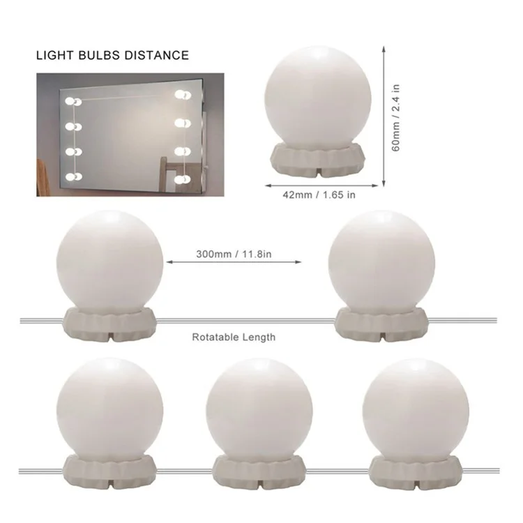 LED Vanity Lights for Mirror 10 Dimmable Bulbs Vanity Mirror Lights Kit 3 Color Modes USB Makeup Lights