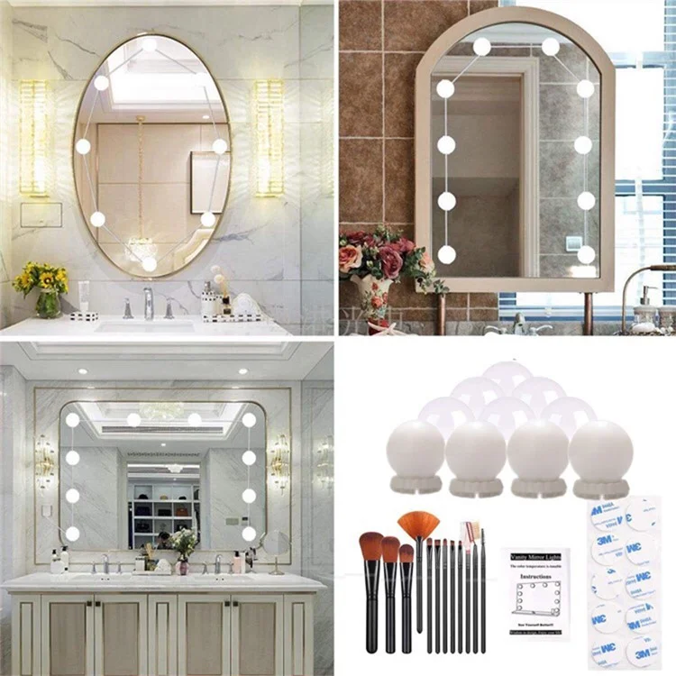 LED Vanity Lights for Mirror 10 Dimmable Bulbs Vanity Mirror Lights Kit 3 Color Modes USB Makeup Lights