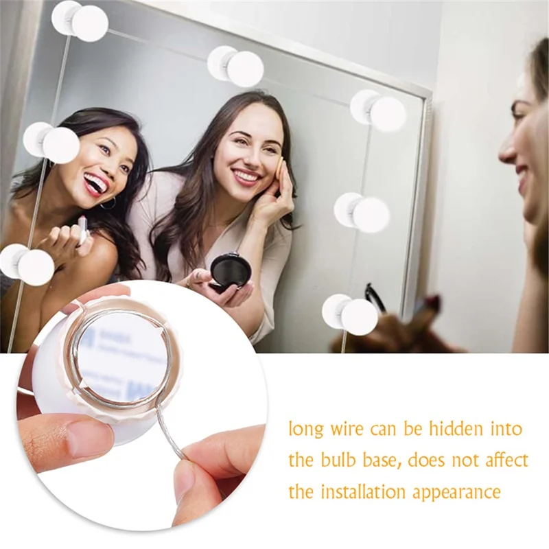 LED Vanity Lights for Mirror 10 Dimmable Bulbs Vanity Mirror Lights Kit 3 Color Modes USB Makeup Lights