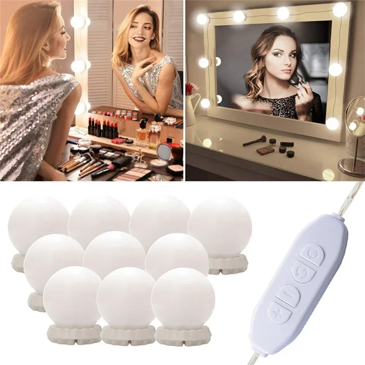 LED Vanity Lights for Mirror 10 Dimmable Bulbs Vanity Mirror Lights Kit 3 Color Modes USB Makeup Lights
