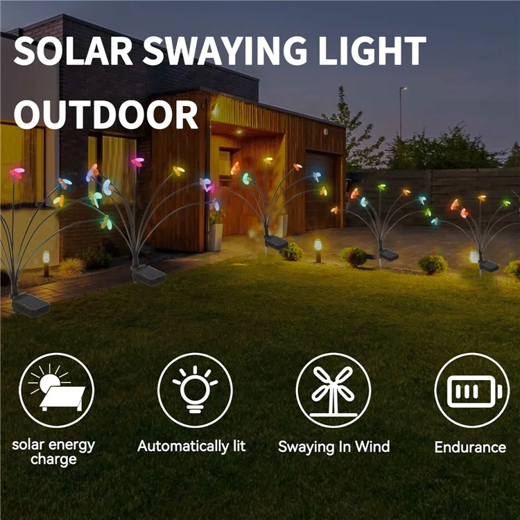 2 Peças de Luz de Jardim Solar Outdoor Bee Style, à Prova de Água