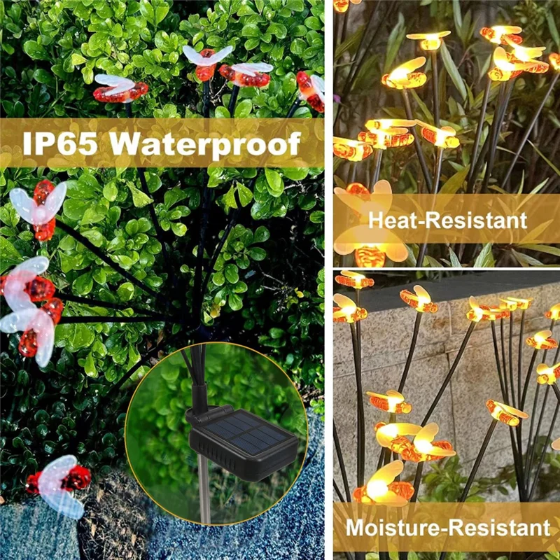 Lampe décorative solaire Bee Firefly Light Outdoor Waterproof 8-LED Jardin Patio Chemin Décoration