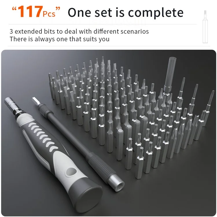 KS-840130 Set di cacciaviti di precisione da 130 pezzi con 120 punte Cacciavite portatile a mano con scatola di stoccaggio - Nero 
