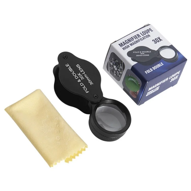 Lente de vidrio óptico de 30 mm Lupa 30X Lupa para joyería Identificación Lupa plegable