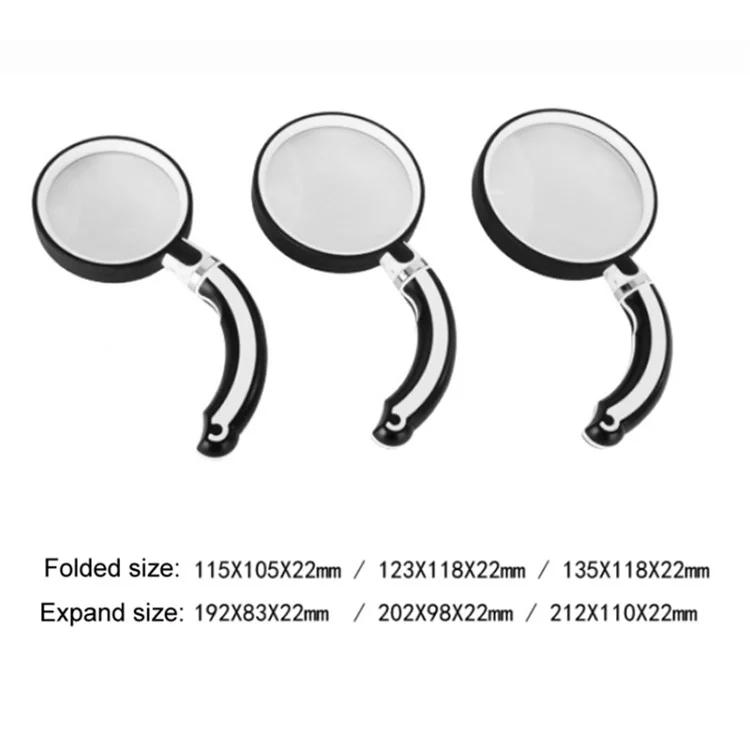 ZX75 75mm Lens 3.5X Magnifier ABS+Rubber+Glass Loupe Insect Observation Reading Folding Magnifying Glass