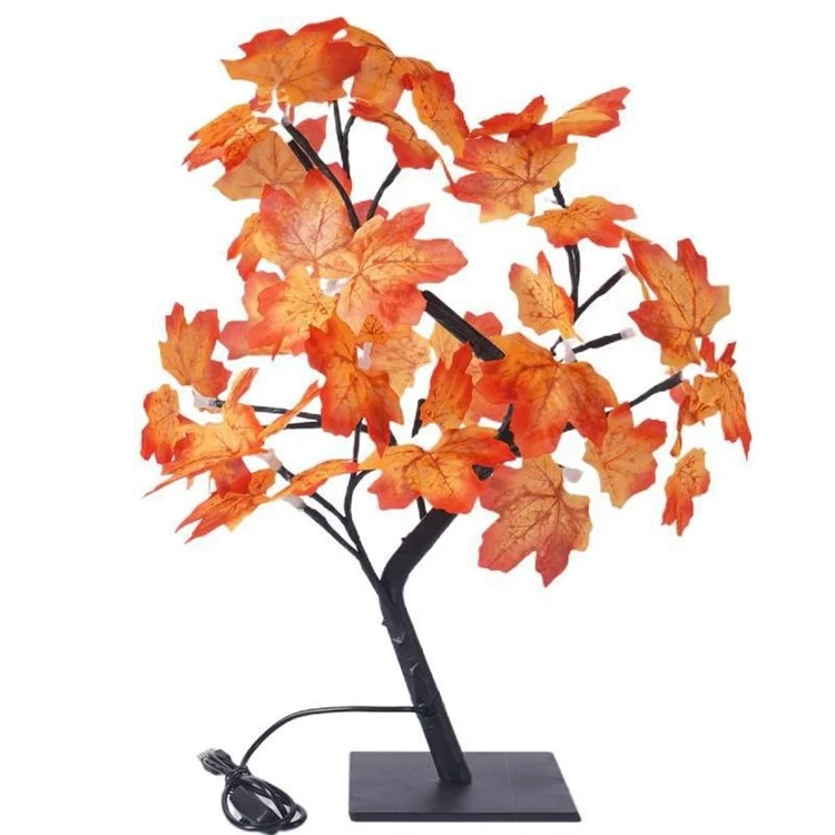 Artificial Maple Leaf Tree USB LED Light Plastic String Light Table Lamp for Festival Party Decoration