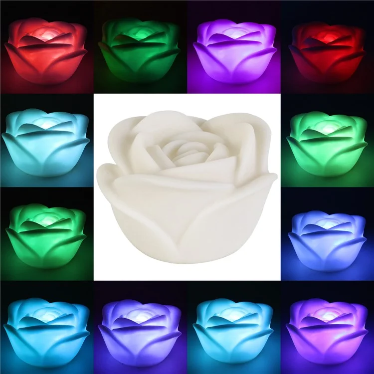 Juego de 4 velas LED sin llama con forma de rosa romántica y colores para bodas y fiestas