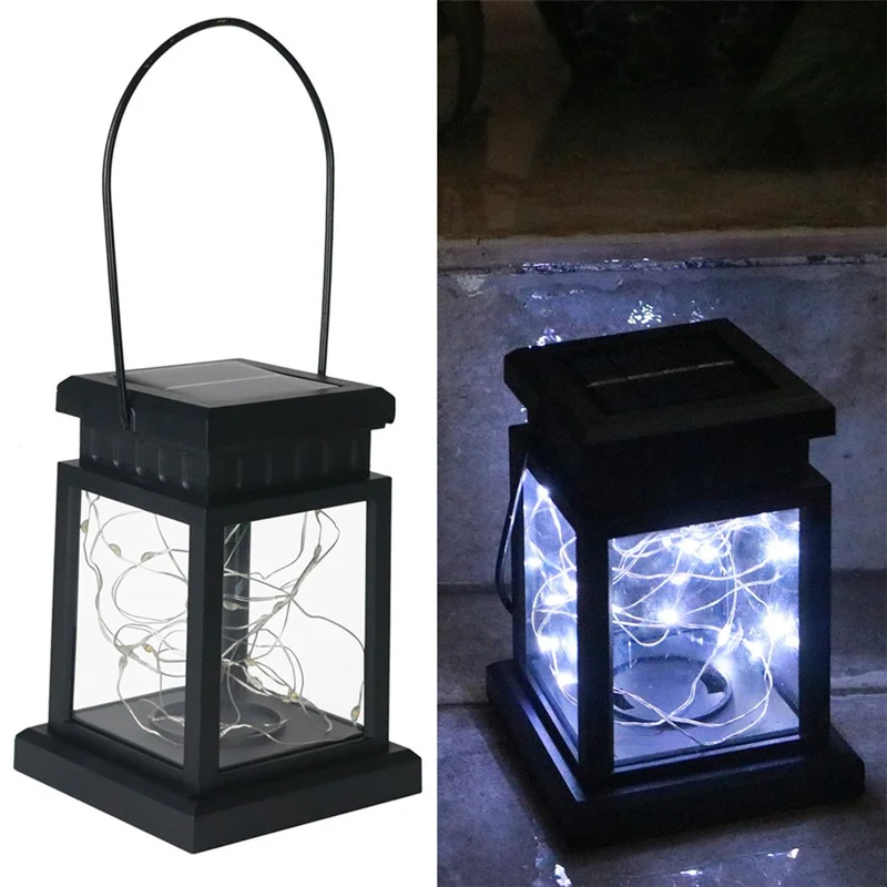 Luz de jardim LED de paisagem externa Decoração de luz solar à prova de chuva (Luz de corda - Versão de gancho) - Branco Frio