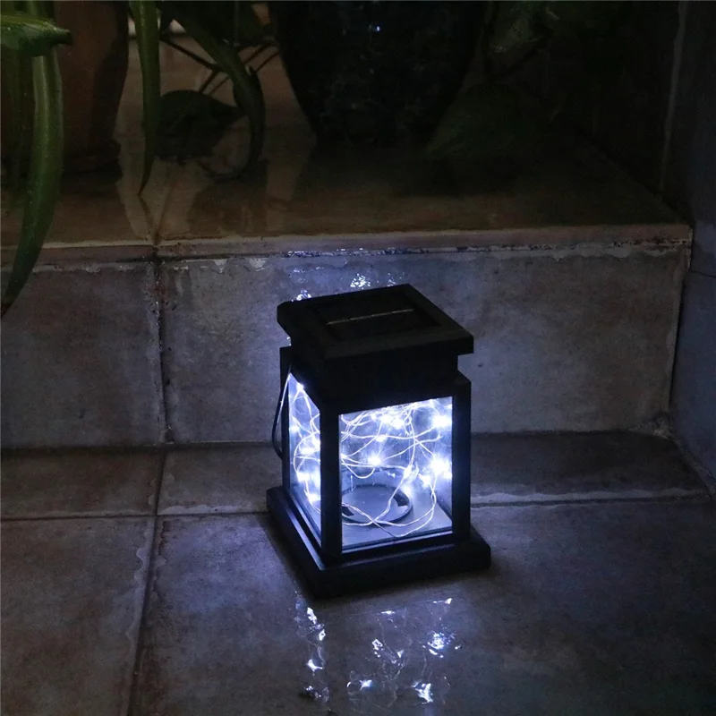 Luz de jardim LED de paisagem externa Decoração de luz solar à prova de chuva (Luz de corda - Versão de gancho) - Branco Frio