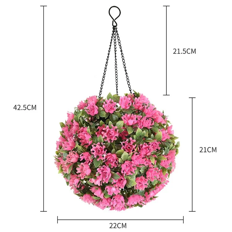 Fleur Artificielle Boule d'Herbe Lustre de Jardin Extérieur Suspension Solaire Lampe Topiary Boule Lumière, Taille L