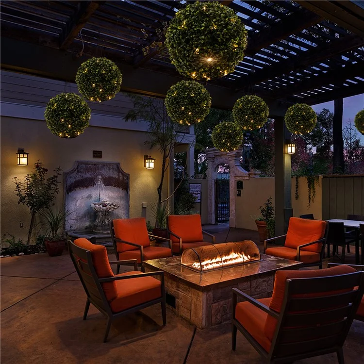 Recargable LED Light Green Grass Ball Chandelier Home Decor Solar Lamp Outdoor Artificial Plant Ball, Tamaño: S