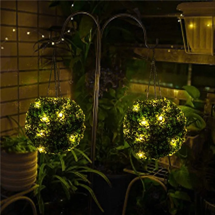 Lâmpada Solar LED Light Green Grass Ball Candeeiro de Lustres Decoração Doméstica Exterior Recarregável Bola de Planta Artificial, Tamanho: M