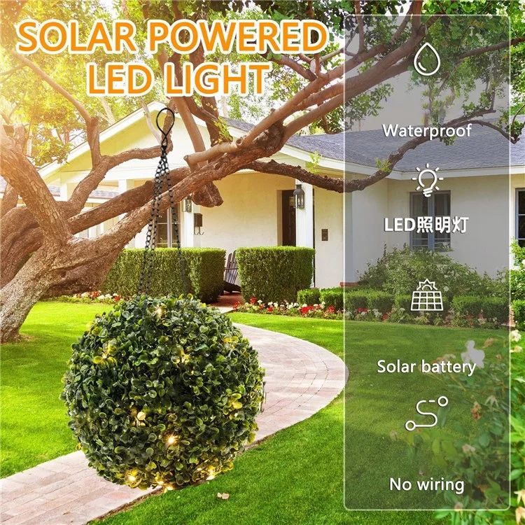 Lampe de jardin solaire en forme de boule d'herbe Home LED, Décoration extérieure pour jardin, Plante artificielle décorative, Lampe solaire, Taille : L
