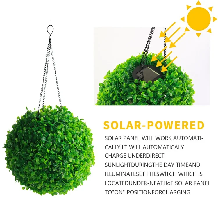 Lampe de jardin solaire en forme de boule d'herbe Home LED, Décoration extérieure pour jardin, Plante artificielle décorative, Lampe solaire, Taille : L