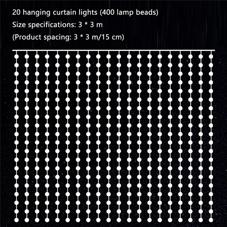 3x3m DIY Programable Light RGB Color Changing Smart Home Window Cortina LED String Lámpara APP Control Remoto - Enchufe de la UE