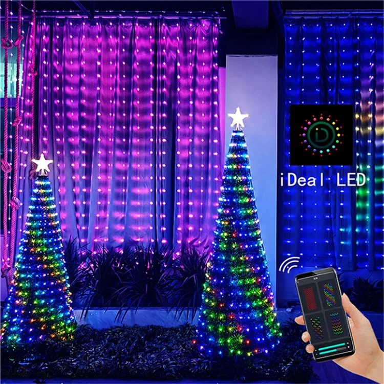 3x3m DIY Programable Light RGB Color Changing Smart Home Window Cortina LED String Lámpara APP Control Remoto - Enchufe de la UE