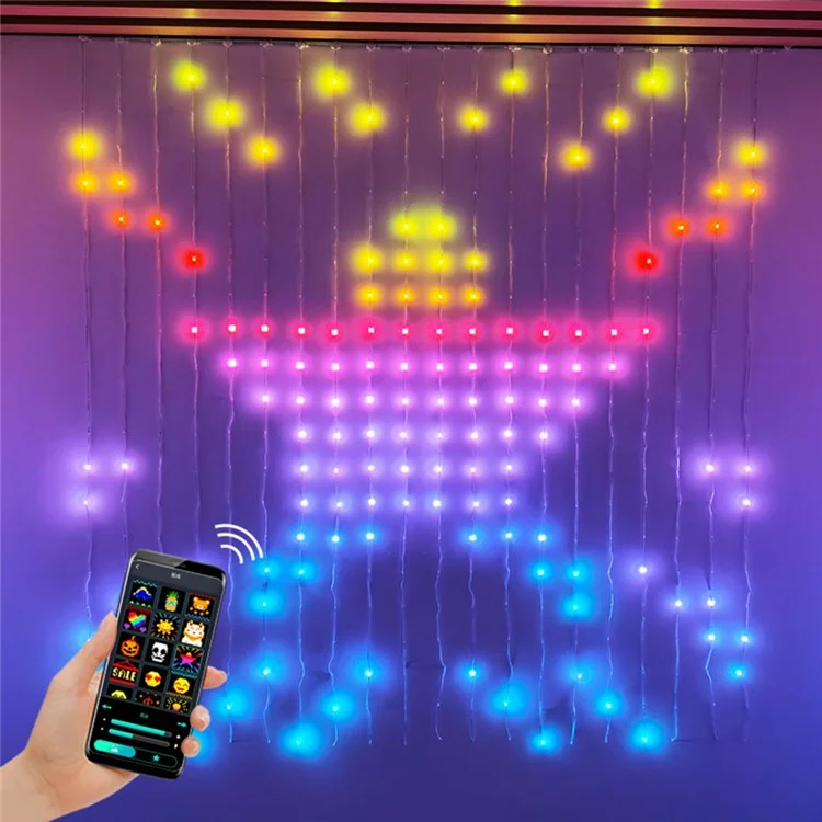 3x3m DIY Programable Light RGB Color Changing Smart Home Window Cortina LED String Lámpara APP Control Remoto - Enchufe de la UE