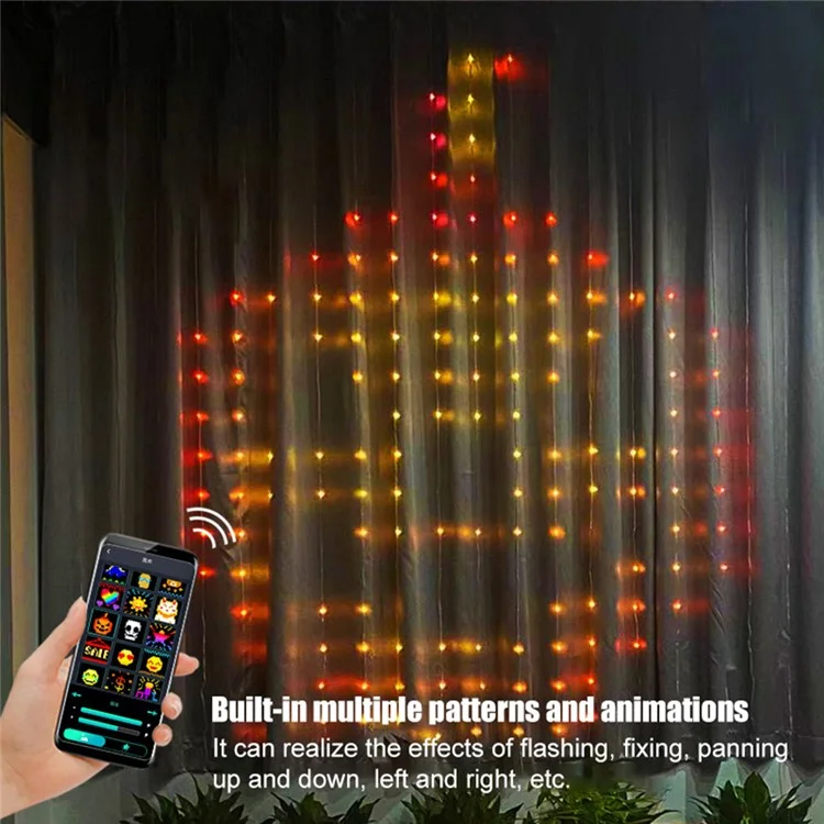 3x3m DIY Programable Light RGB Color Changing Smart Home Window Cortina LED String Lámpara APP Control Remoto - Enchufe de la UE