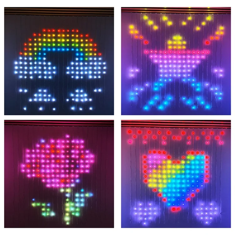 3x3m DIY Programable Light RGB Color Changing Smart Home Window Cortina LED String Lámpara APP Control Remoto - Enchufe de la UE