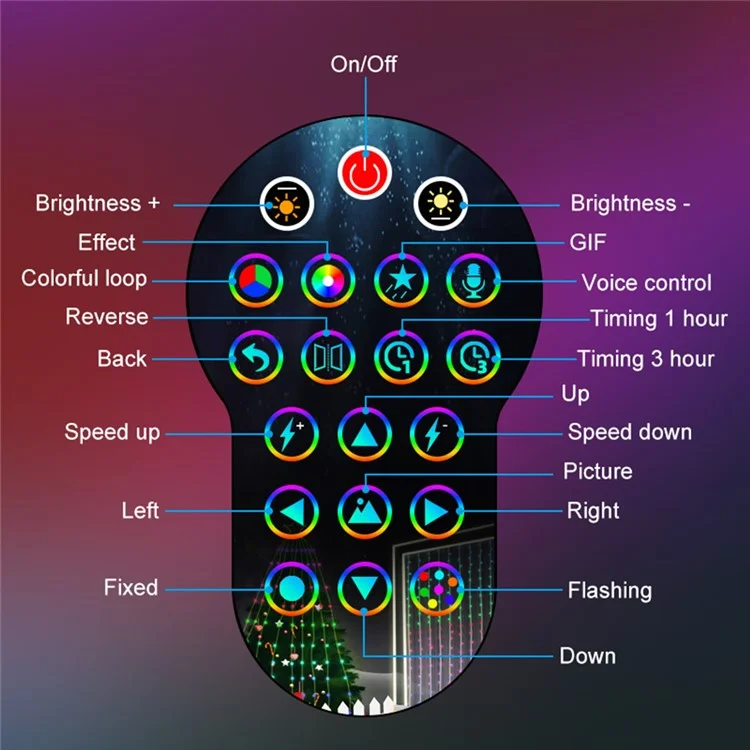3x3m DIY Programable Light RGB Color Changing Smart Home Window Cortina LED String Lámpara APP Control Remoto - Enchufe de la UE