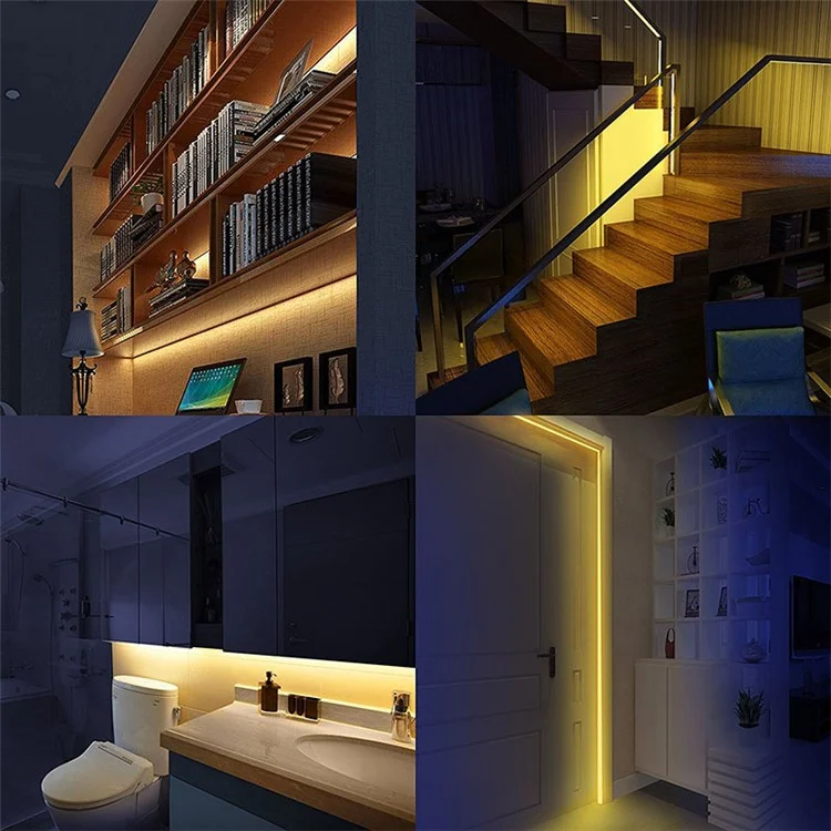 Striscia luminosa a batteria con sensore da 60 LED per bagni e armadi da 2m - luce bianca calda