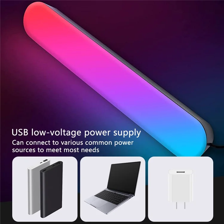 2PCS Bluetooth-compatible RGB Light Bar Color Changing Night Lamp Ambiance Music Sync TV Backlight with 24-key Remote Control
