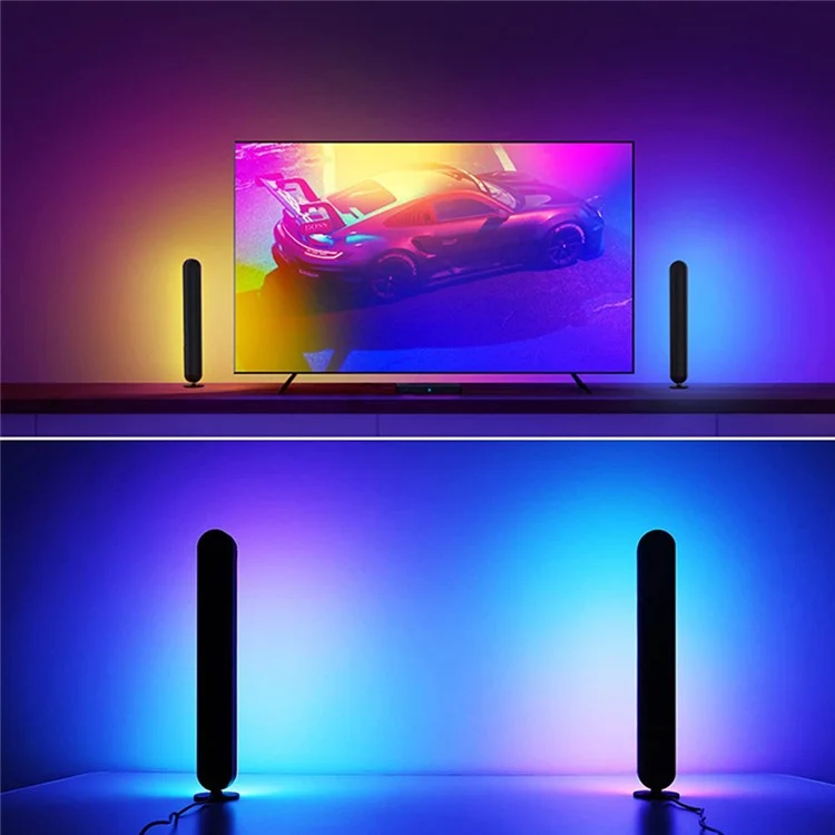 2PCS Bluetooth-compatible RGB Light Bar Color Changing Night Lamp Ambiance Music Sync TV Backlight with 24-key Remote Control