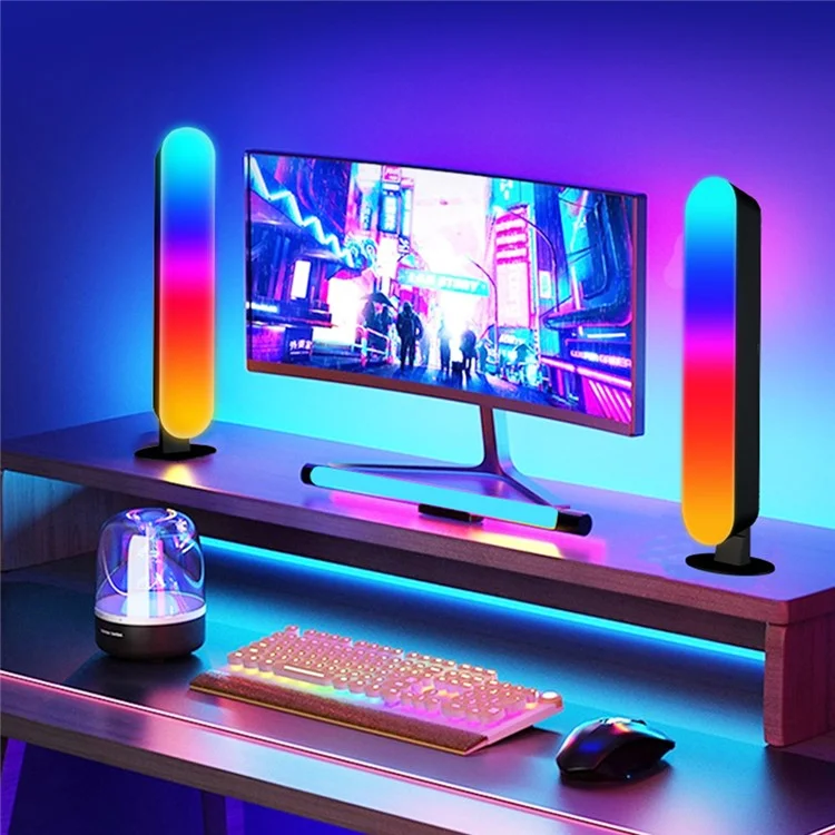 2PCS Bluetooth-compatible RGB Light Bar Color Changing Night Lamp Ambiance Music Sync TV Backlight with 24-key Remote Control