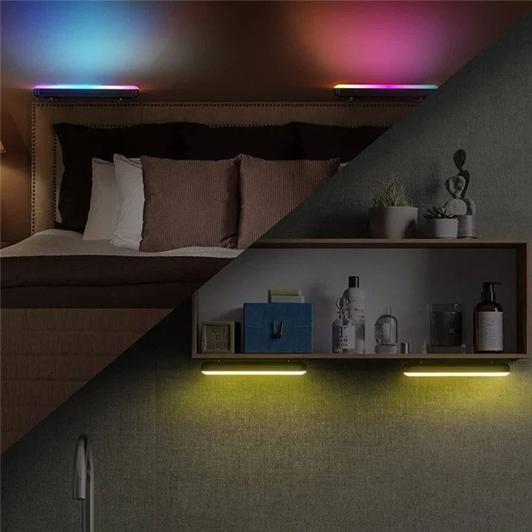 2PCS Bluetooth-compatible RGB Light Bar Color Changing Night Lamp Ambiance Music Sync TV Backlight with 24-key Remote Control