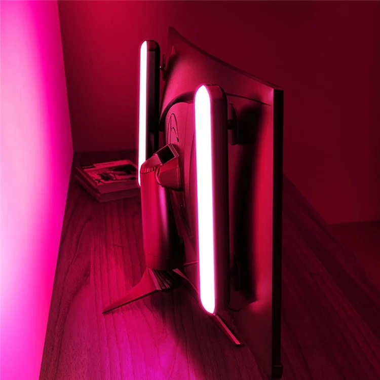 2PCS Bluetooth-compatible RGB Light Bar Color Changing Night Lamp Ambiance Music Sync TV Backlight with 24-key Remote Control
