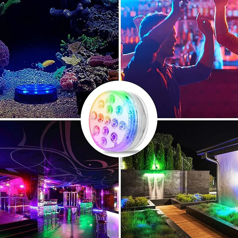 RF Underwater Diving LED Light with Magnet for Pool Aquarium Fountain Pond Decorative Lamp (2 Remote Control + 2 Lights)