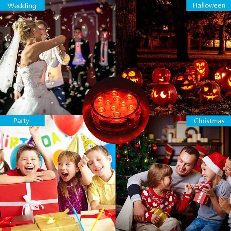 RF Underwater Diving LED Light with Magnet for Pool Aquarium Fountain Pond Decorative Lamp (2 Remote Control + 2 Lights)