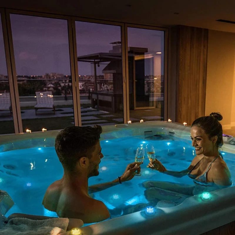 RF Underwater Diving LED Light with Magnet for Pool Aquarium Fountain Pond Decorative Lamp (2 Remote Control + 2 Lights)