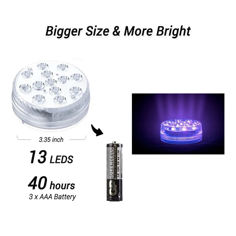 RF Underwater Diving LED Light with Magnet for Pool Aquarium Fountain Pond Decorative Lamp (2 Remote Control + 2 Lights)
