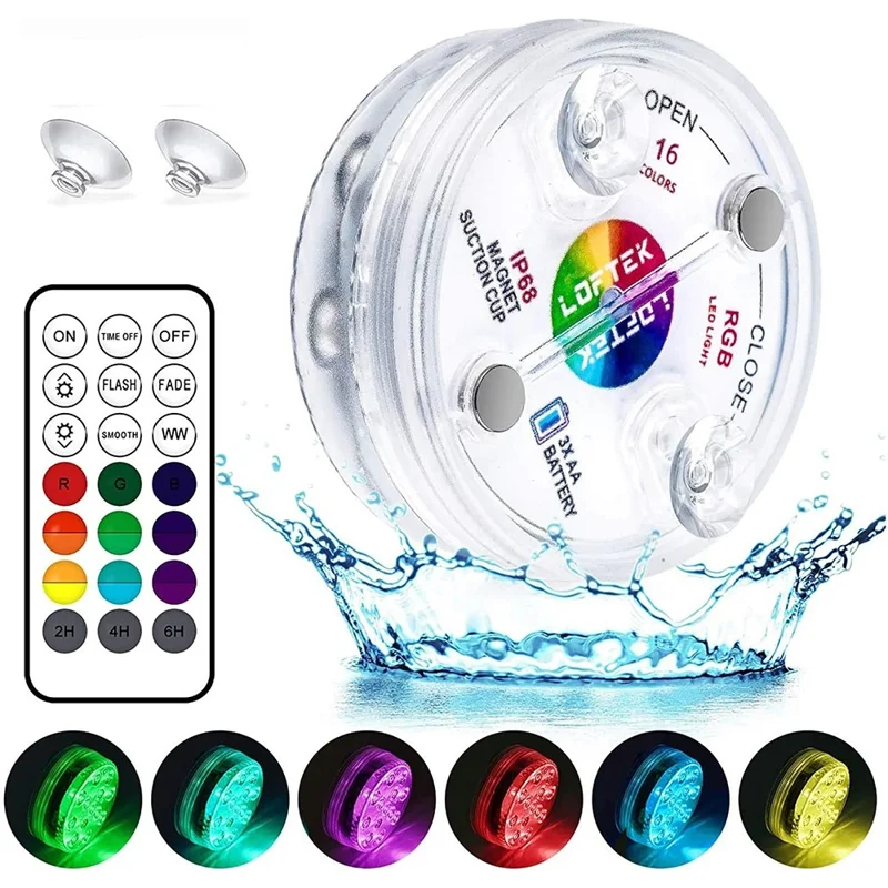 Luce LED subacquea per immersioni RF con magnete per piscina, acquario, fontana, stagno, lampada decorativa con telecomando