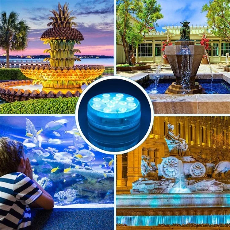 RF 4 Light + 4 Controller Set para Decor Pool Aquarium Fountain Pond Underwater Diving LED Lamp com Imã